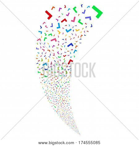 Yes random fireworks stream. Vector illustration style is flat bright multicolored iconic symbols on a white background. Object fountain created from scattered pictographs.