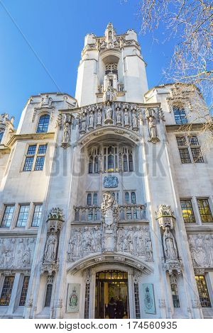 Supreme Court United Kingdom Middlesex Guildhall Westminster London England. Guildhall became Supreme Court in 2005.
