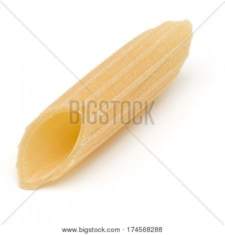 Italian pasta isolated on white background. Pennoni. Penne rigate.
