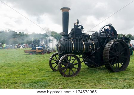 Corwen Wales UK - September 17 2011: Steam powered traction engine at a vintage vehicle and steam rally in North Wales