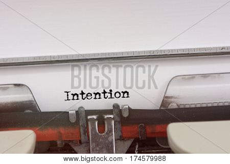 Intention Word Typed On A Vintage Typewriter