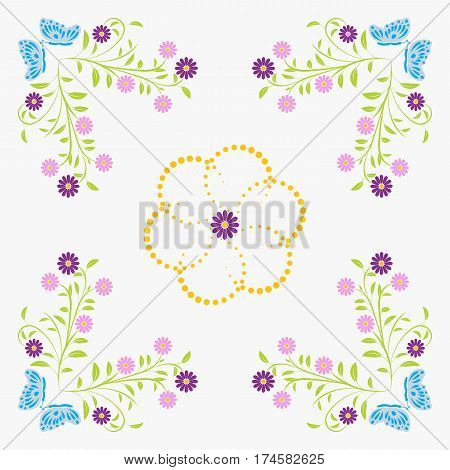 Seamless pattern floral, blue butterfly For design, wallpaper, cover invitation, fabric. Vector background
