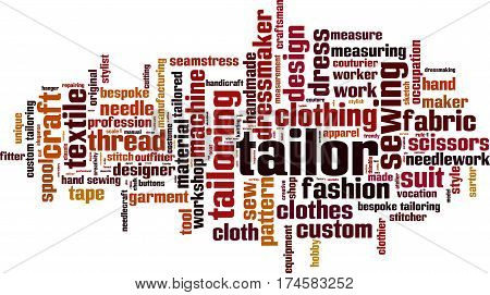 Tailor word cloud concept. Vector illustration on white