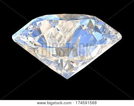 Large Clear Diamond on dark background included clipping path. 3d