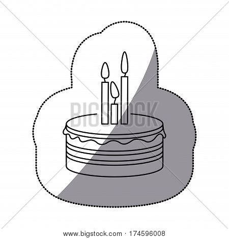 sticker silhouette birthday cake with candles vector illustration