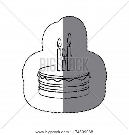 sticker blurred silhouette birthday cake with candles vector illustration