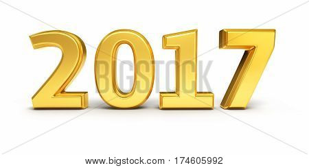 3d render New Year 2017 Gold render (isolated on white and clipping path)