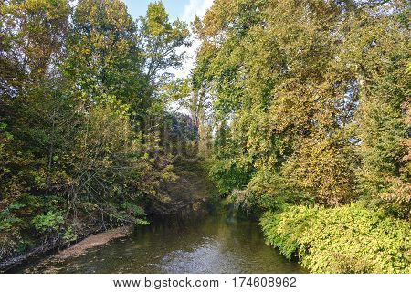 Monza (Brianza Lombardy Italy): the Lambro river in the park at fall (october)