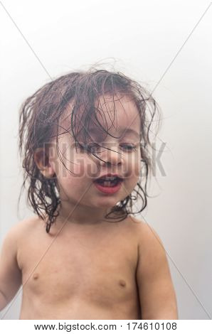 Little Cute Girl In The Bathroom