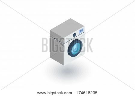 washing machine isometric flat icon. 3d vector colorful illustration. Pictogram isolated on white background