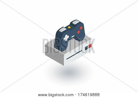 Console and joystick, gaming isometric flat icon. 3d vector colorful illustration. Pictogram isolated on white background