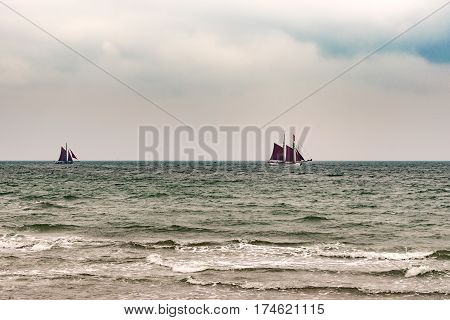 Sailing ship on the sea. Tall Ship.Yachting and Sailing travel. Cruises and holidays