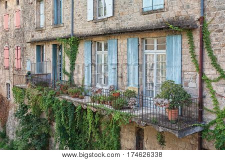 River along the old town Largentiere in the Ardeche region of France