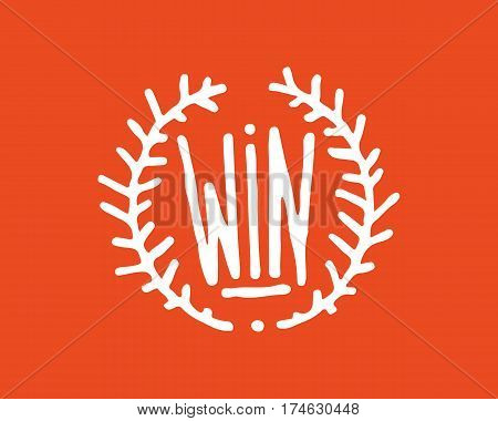 Win text sign test success message contest promotion banner competition and award lucky lottery word modern reward gamble champion vector illustration. Decoration label entry chance element.
