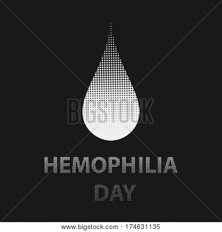 World Hemophilia Day, White Halftone Dotted Blood Drop On Black Background. Vector Illustration Eps