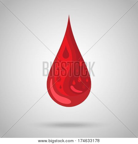 Blood Drop Made Of Little Drops. World Donor Day Concept. Vector Illustration Eps 10.