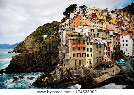 panoramic view of vernazza cinque terre in the mediterranean sea