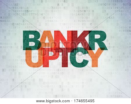 Money concept: Painted multicolor text Bankruptcy on Digital Data Paper background