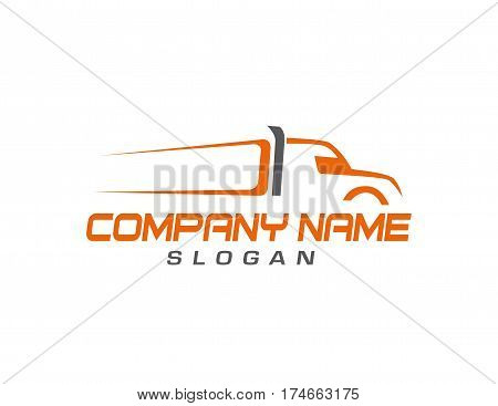 orange big truck on a white background