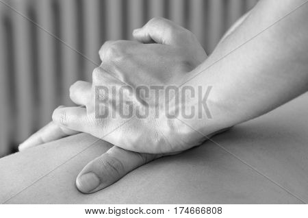 Physitoterapist / Chiroprator Doing A Back Massage. Osteopathy