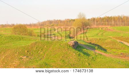 Spring landscape at spring sunny day Leningrad Region Russia.