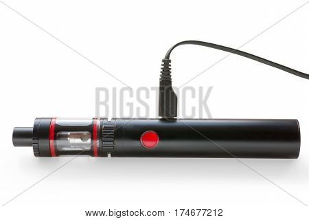 Vape mod device witch charger connected. Electronic cigarette isolated on white clipping path included
