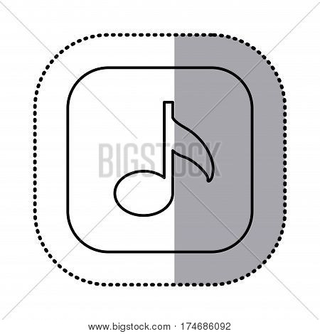 monochrome contour with square sticker of musical note icon vector illustration