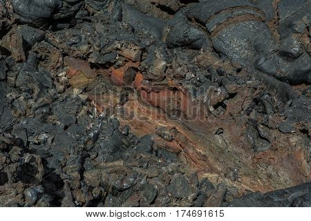 Background of frozen lava field at the Tolbachik volcano, after eruption in 2012, Klyuchevskaya Group of Volcanoes