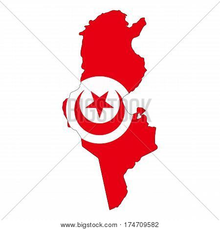 Map and flag of Tunis on a white background