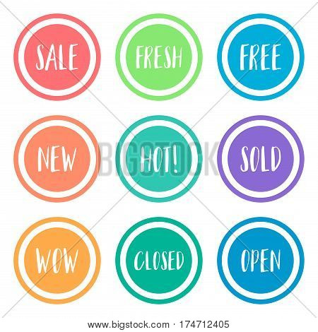 flat sale promotion circle colorful badge set,vector Illustration EPS10