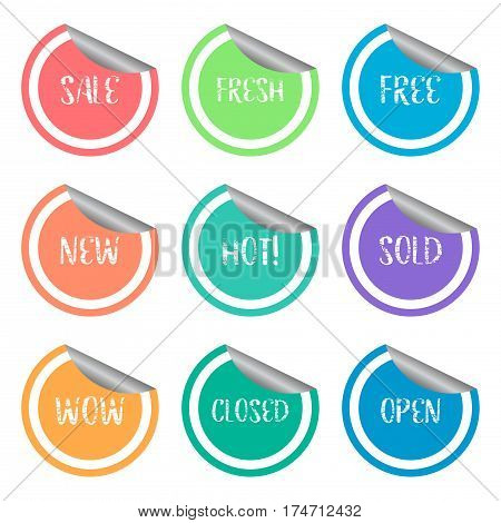 sale promotion colorful peeling sticker label set,vector Illustration EPS10