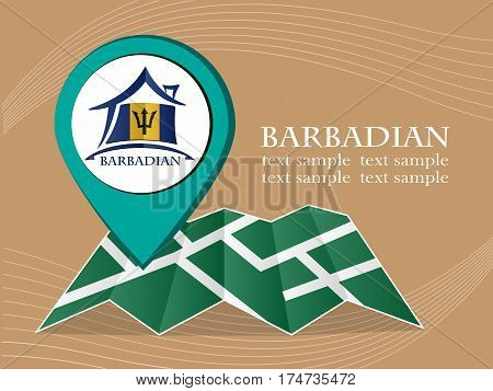 map with pointer flag Barbadian vector illustration eps 10.