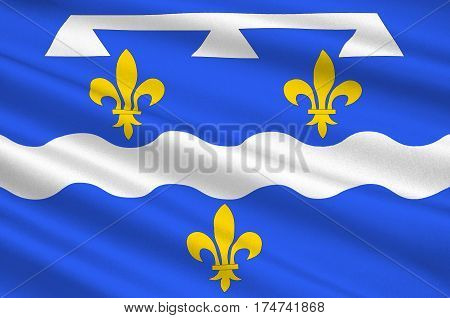 Flag of Loiret is a department in north-central France. 3d illustration