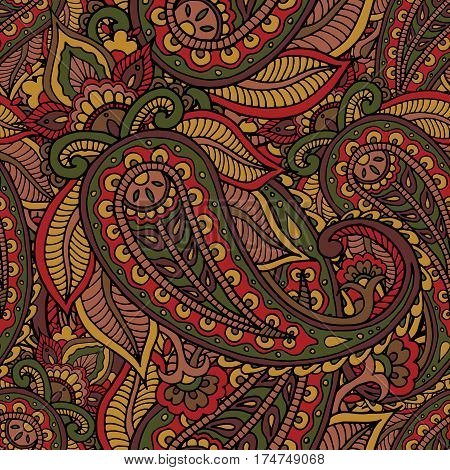 Seamless repeating pattern consisting of colored patterns buta.Vector
