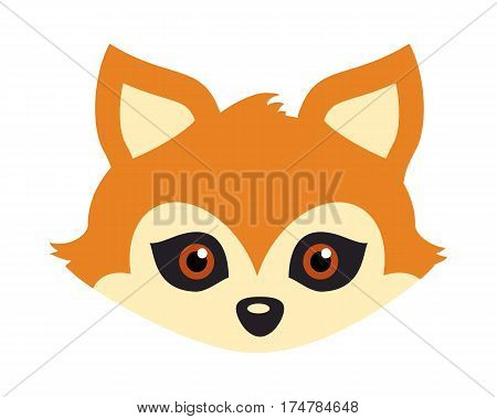 Fox animal carnival mask vector illustration in flat style. Red fox with triangular ears. Funny childish masquerade mask isolated on white. New Year masque for festivals, holiday dress code for kids