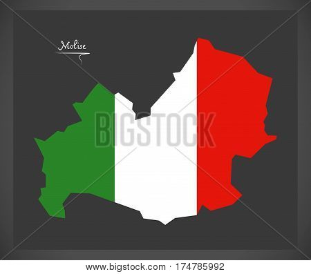 Molise Map With Italian National Flag Illustration