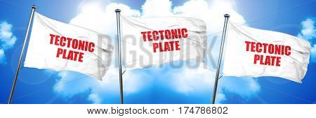 tectonic plate, 3D rendering, triple flags