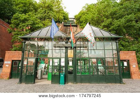 Budapest Castle Hill Funicular. Hungary. The building of the funicular. Facade