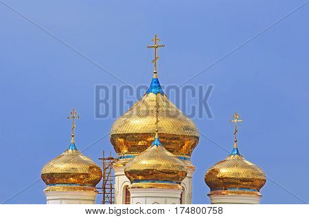 Domes of Cyril and Methodius Cathedral in Khust,Ukraine