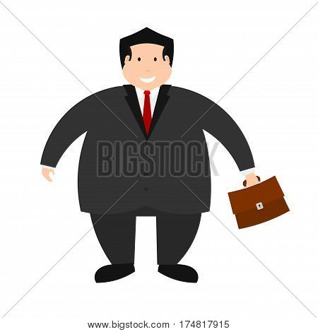 Vector illustration of a young successful businessman on a white background. Isolate. The figure of a man with a full portfolio. Stock vector