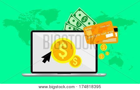 Online and mobile payments. Vector illustration, flat design.