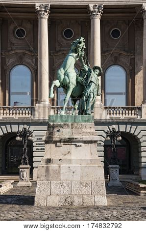Statue of the Royal Palace in Buda Budapest Hungary
