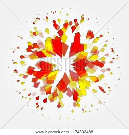 Abstract explosion particle diamond on a white background. Vector illustration