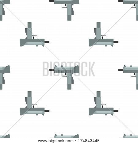 Submachine gun security and military weapon. Metal automatic gun. Seamless pattern, tiling ornament vector illustration