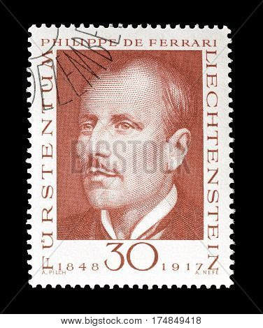 LIECHTENSTEIN - CIRCA 1968 : Cancelled postage stamp printed by Liechtenstein, that shows Philipp Von Ferari.