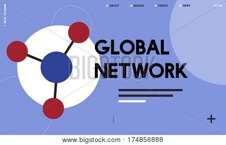 Global network connected with social network online community illustration