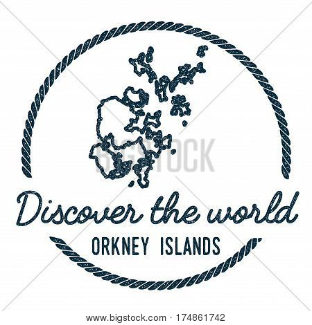 Orkney Islands Map Outline. Vintage Discover The World Rubber Stamp With Island Map. Hipster Style N