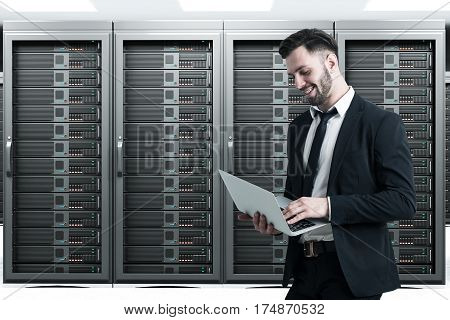 Bearded Man In A Server Room