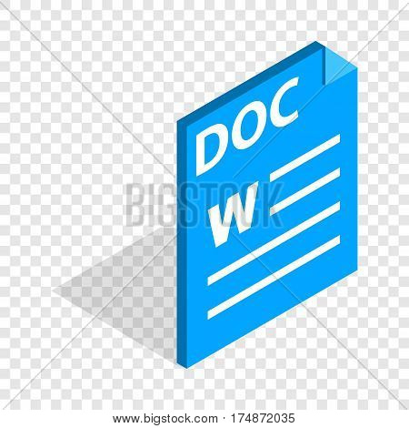 Text file format DOC isometric icon 3d on a transparent background vector illustration