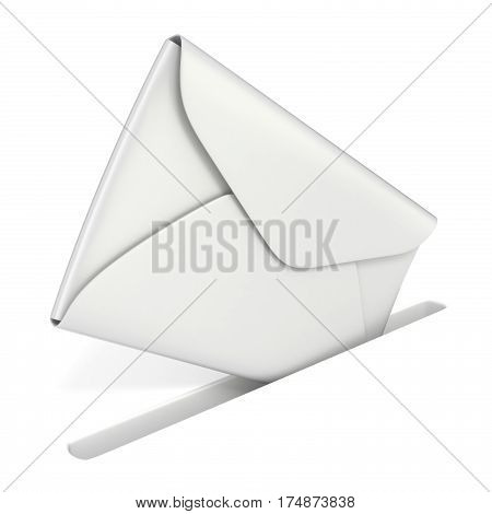 Blank White Envelope Falls Into The Slot. Sending Mail Concept 3D